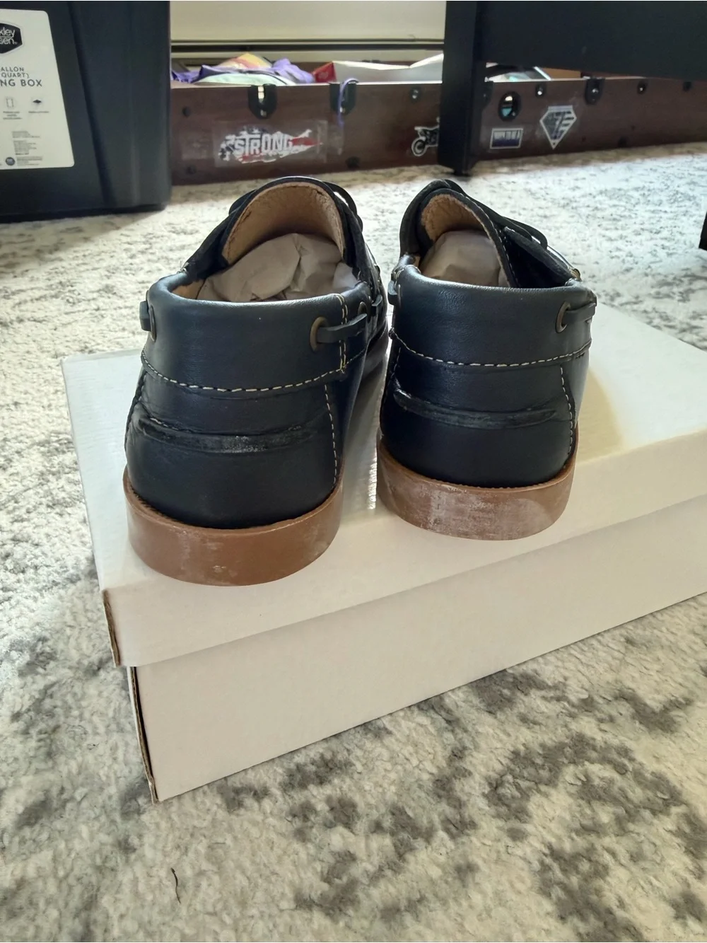 Kids Classic Navy Boat Shoes with Tan Sole